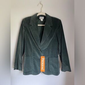 Vintage Personal Leslie Fay Green Velvet Two Button Blazer Women’s Size 10 NWT